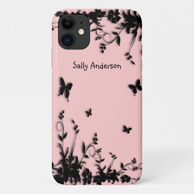 Pink Garden Butterfly Personal Case-Mate iPhone Case (Back)