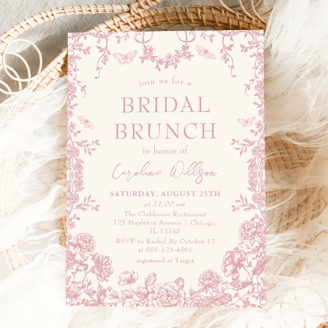 Pink Garden Chinoiserie Bridal Brunch Invitation (Creator Uploaded)
