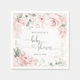Pink Garden Floral Baby Shower Napkins