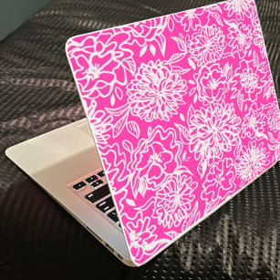 Pink Garden Flower white Laptop skin stickers