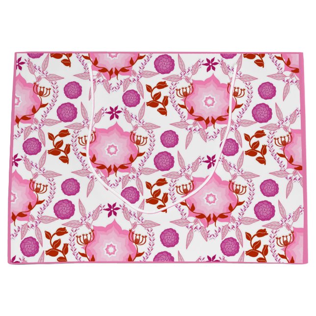 Pink garden large gift bag (Front)