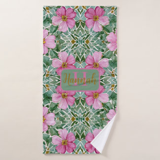 Pink Garden Mosaic Bath Towels