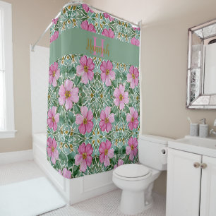 Pink Garden Mosaic Shower Curtain