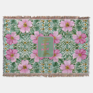 Pink Garden Mosaic Throw Blanket