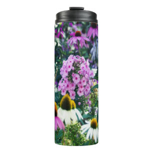Pink Garden Phlox Landscape with Cone Flowers Thermal Tumbler