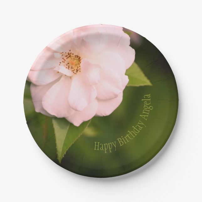 Pink Garden Rose  Paper Plate (Front)