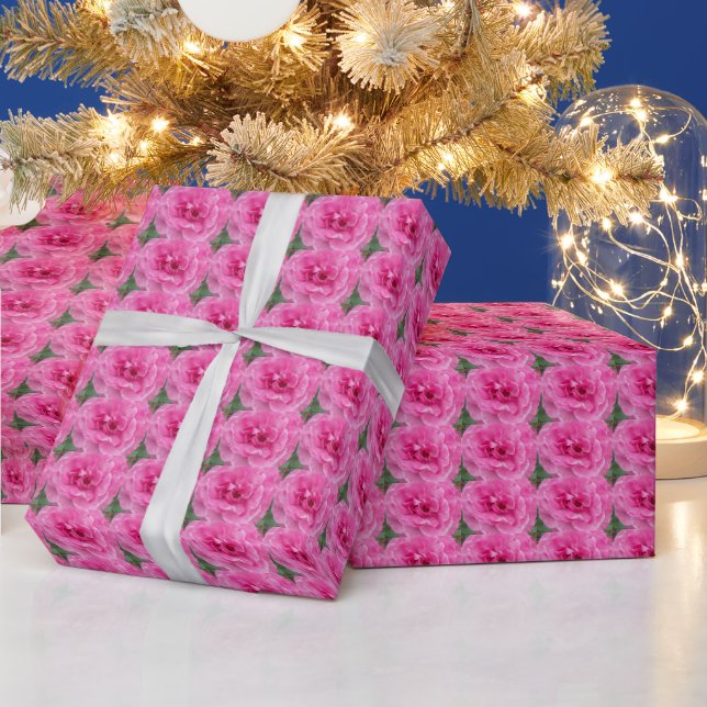 Pink Garden Rose Wrapping Paper (Holidays)