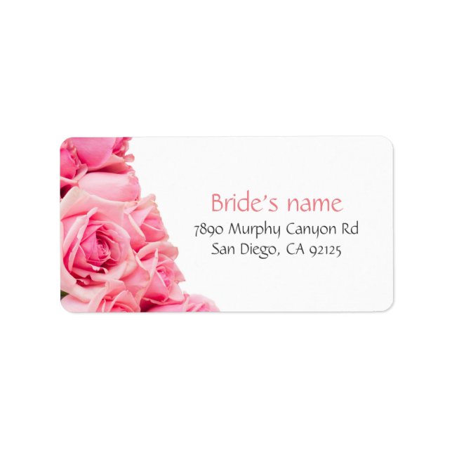 Pink Garden Roses Address Label (Front)