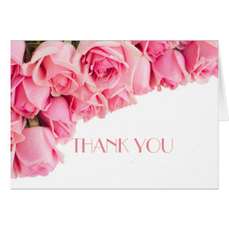 Pink Garden Roses Thank you card