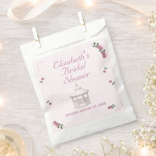 Pink Garden Tea-Party Bridal Shower Favour Bag