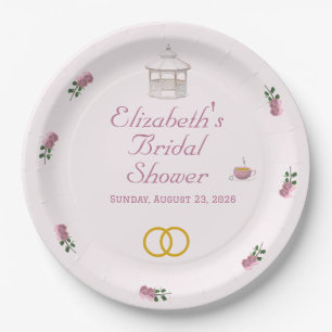 Pink Garden Tea-Party Bridal Shower Paper Plate