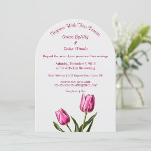 Pink Garden Tulip Wedding Invitation