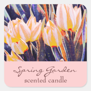 pink garden tulips - scented candle or soap label