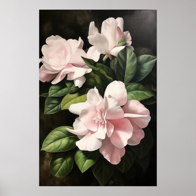 Pink Gardenia Flowers Art Print Poster (Front)