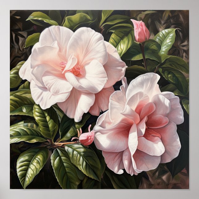 Pink Gardenia Flowers Art Print Poster (Front)