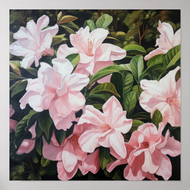 Pink Gardenias Flower Art Print Poster (Front)