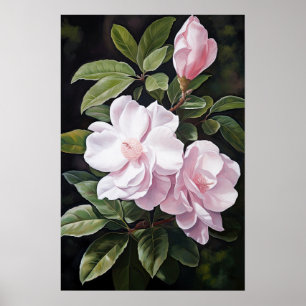 Pink Gardenias Flower Art Print Poster