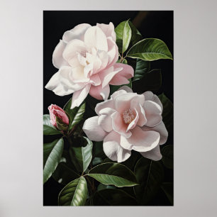 Pink Gardenias Flower Art Print Poster