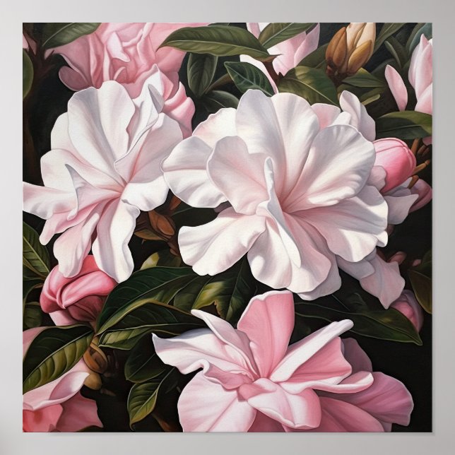 Pink Gardenias Flower Art Print Poster (Front)