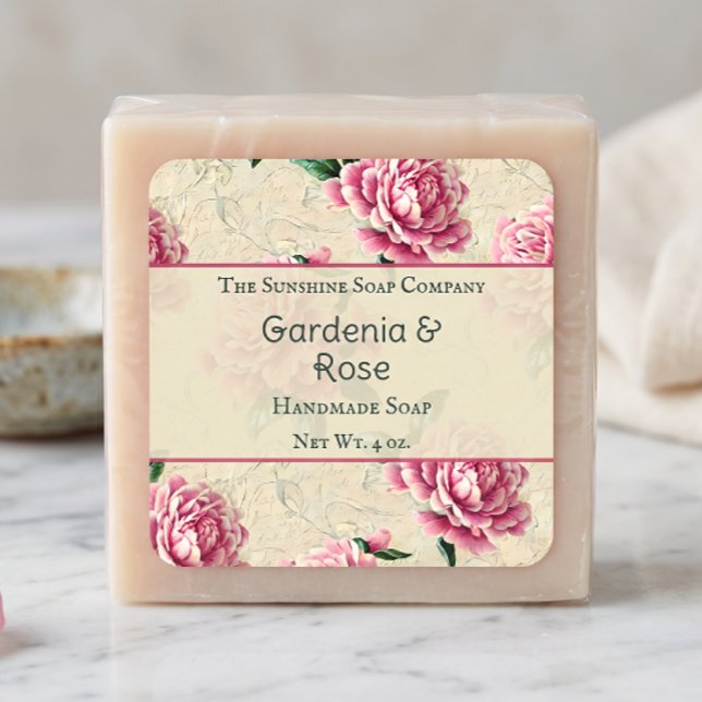 Pink Gardenias Soap Cosmetics Square Sticker (Creator Uploaded)