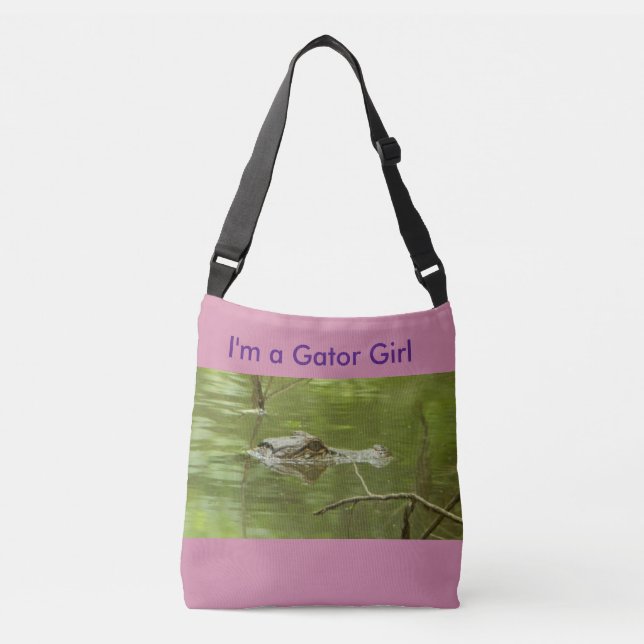 Pink Gator Girl Cross over Crossbody Bag (Front)