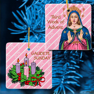 Pink Gaudete Sunday BVM Advent Ceramic Ornament