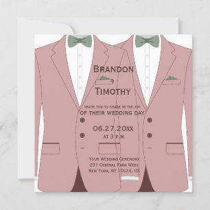 Pink Gay Wedding Invites Square
