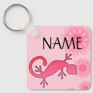Pink Gecko Custom Name keychain - Add your name