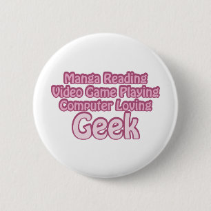 Pink Geek 6 Cm Round Badge
