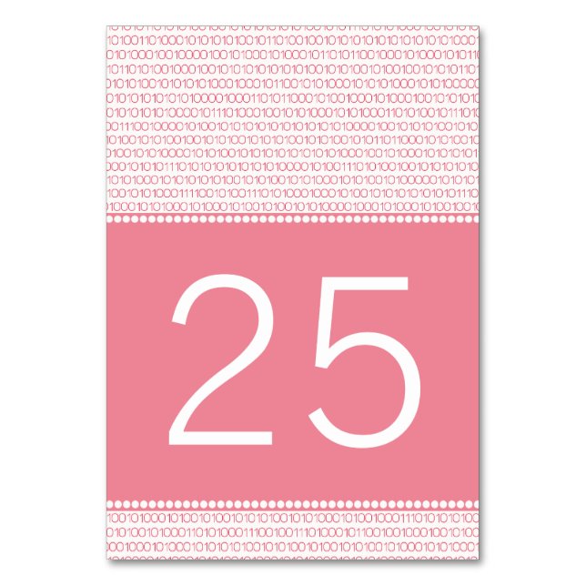 Pink Geek Chic Binary Code Table Card (Front)