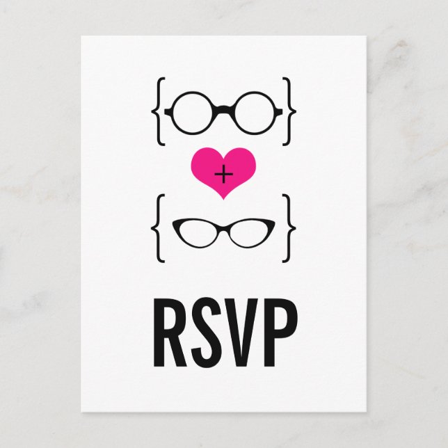 Pink Geeky Glasses RSVP Postcard (Front)