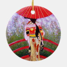 Pink Geisha Christmas Ornament