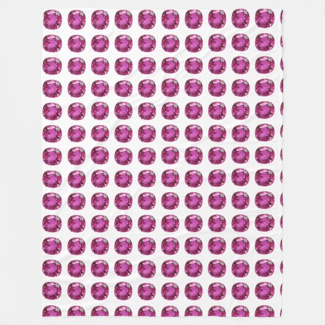 Pink Gem Pattern Fleece Blanket (Front)