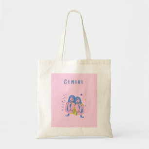 Pink Gemini, zodiac, star sign print Tote Bag