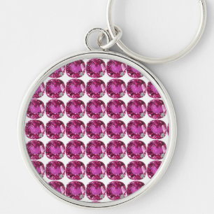 Pink Gemstone Pattern Key Ring