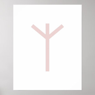 Pink Geometric Algiz (Protection) Viking Rune Poster