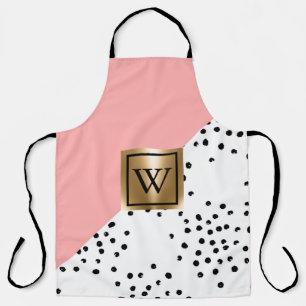 Pink Geometric and Polka Dots Apron
