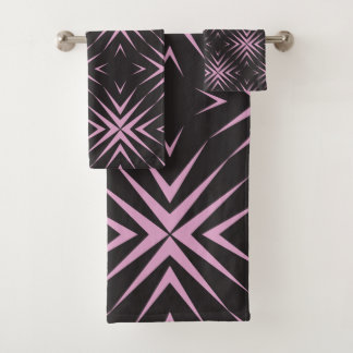 Pink Geometric Bath Towel Set