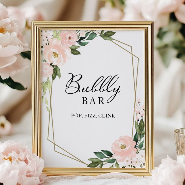 Pink Geometric Bubbly Bar Pop Fizz Clink Sign (Creator Uploaded)