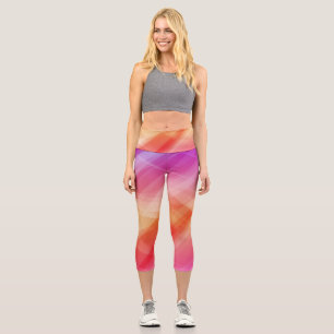 Pink Geometric Capri Leggings – Abstract Modern 