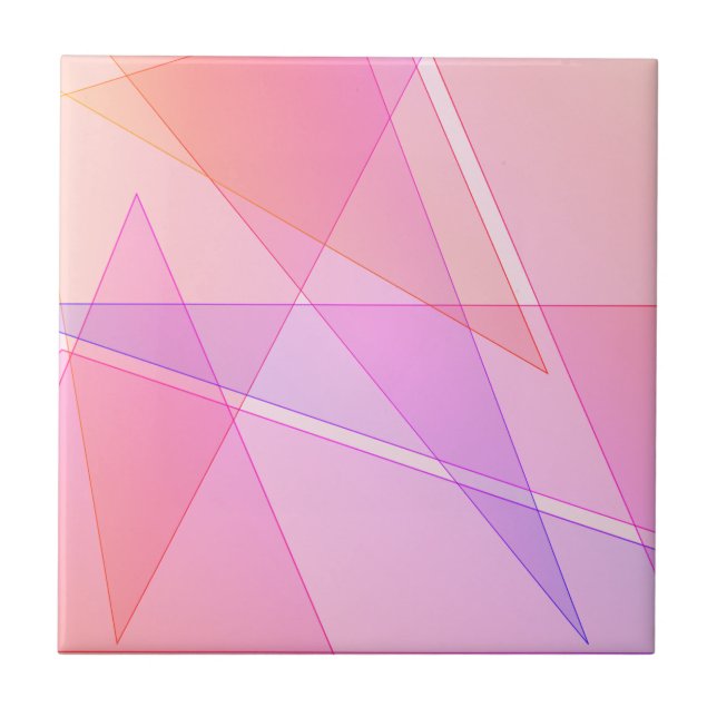 Pink Geometric  Ceramic Tile (Front)