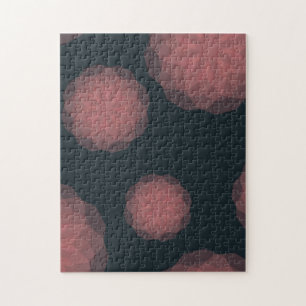 Pink, geometric, cool, trendy flower abstraction jigsaw puzzle