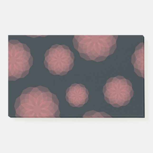 Pink, geometric, cool, trendy flower abstraction post-it notes (Front)