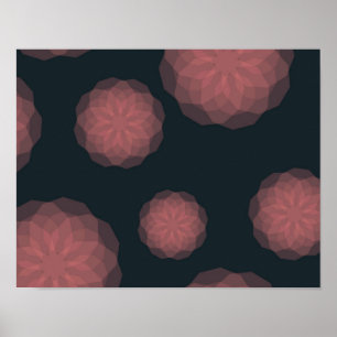 Pink, geometric, cool, trendy flower abstraction poster
