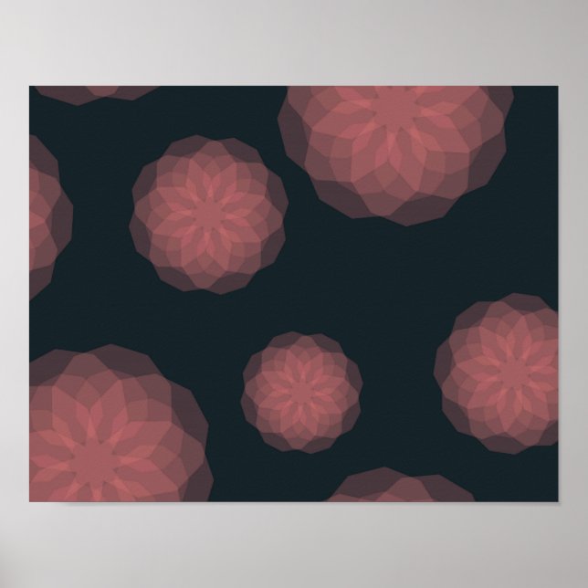 Pink, geometric, cool, trendy flower abstraction poster (Front)