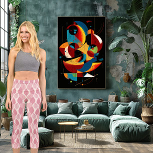 Pink Geometric Design with Custom Text and Logo Capri Leggings