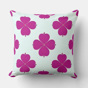 Pink Geometric Flowers on a Light Background Cushion