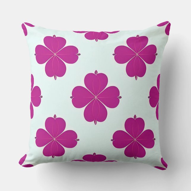 Pink Geometric Flowers on a Light Background Cushion (Front)