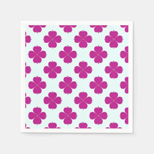 Pink Geometric Flowers on a Light Background Napkin