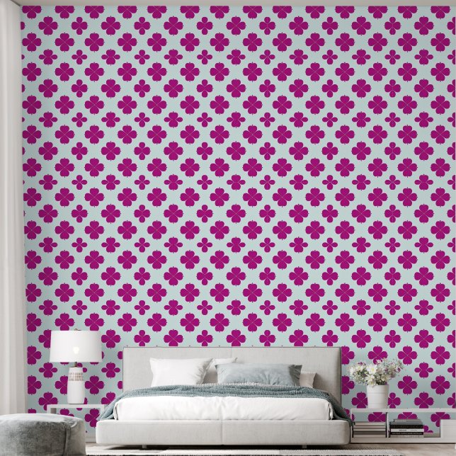 Pink Geometric Flowers on a Light Background Wallpaper (Bedroom)